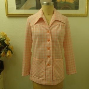 Vintage Collegian Pink & White Checkered Blazer